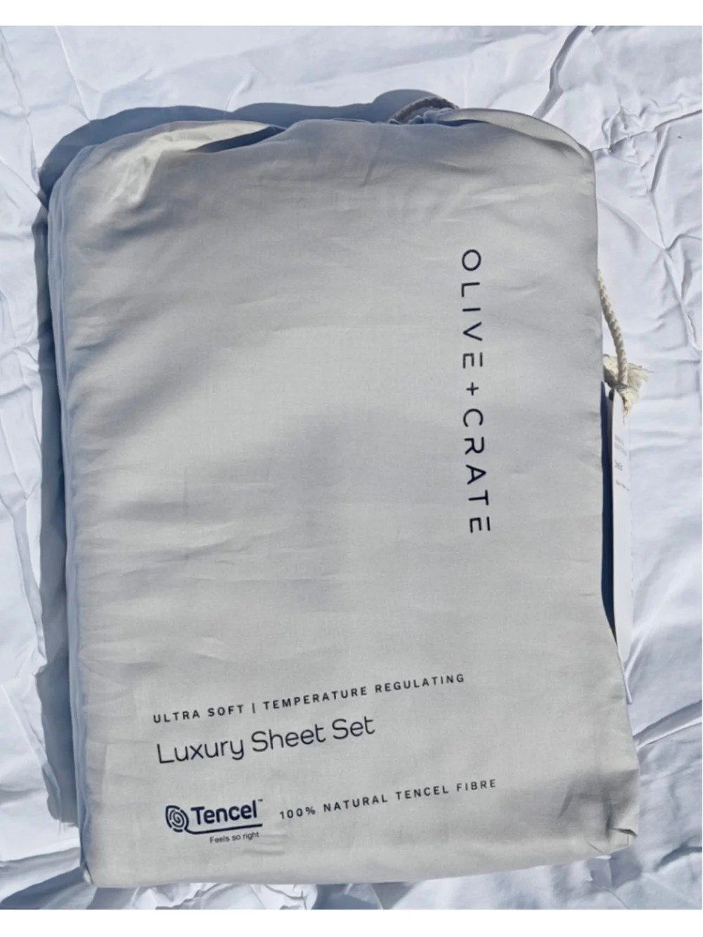 Olive Crate 100% Eucalyptus TENCEL Cooling - SPLIT KING Sheet Set 5pc Grey Mist